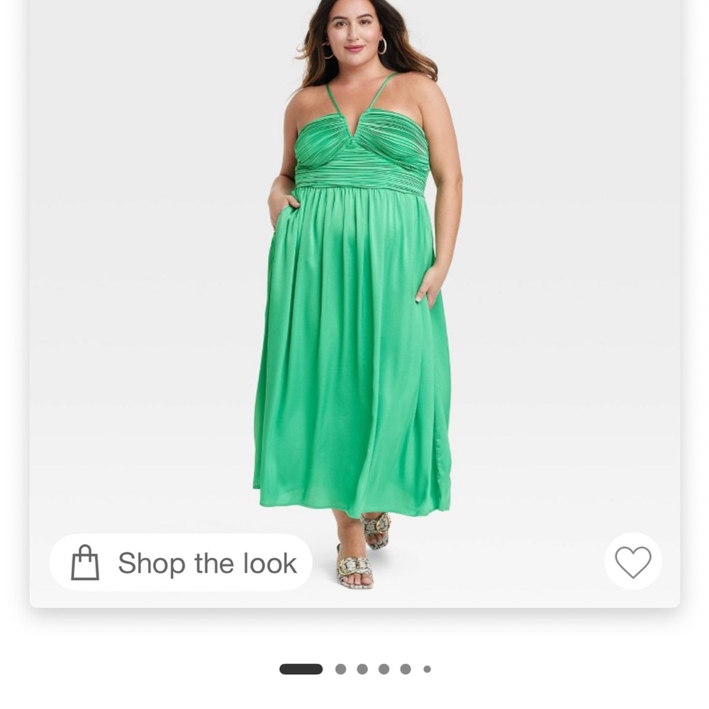 Green Ruched Maxi Sundress with Pockets